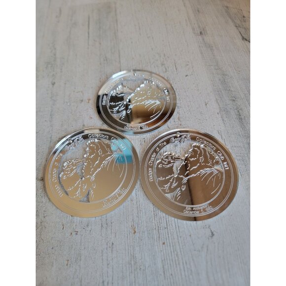 Vintage Wisconsin badger coca cola Santa Claus mirror ornament Xmas set - Picture 1 of 6